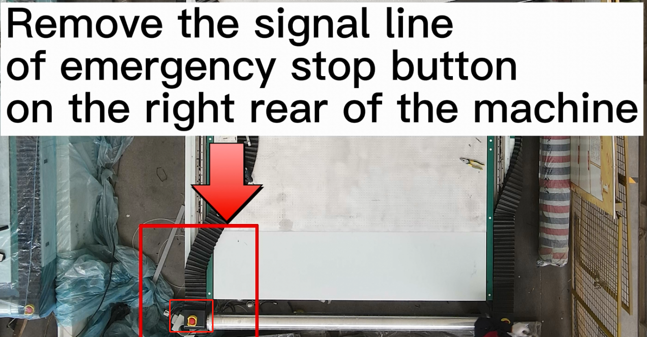 Emergency stop signal line at the right rear of rack welding CNC cutting machine.png
